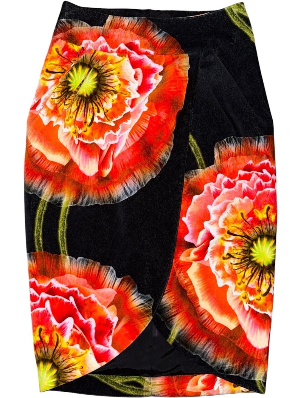 RARE! MANISH ARORA Floral Velvet Tulip Pencil Skirt Black Multicolor EU 36 - S